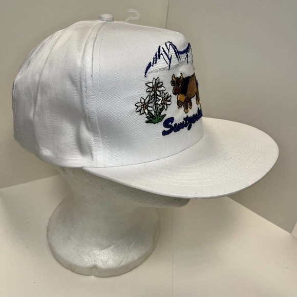VINTAGE switzerland hat cap white snapback cow swiss alps mountains - Picture 8 of 11